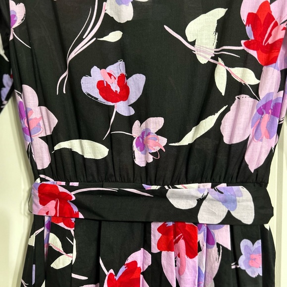 Calvin Klein Women's Floral 3/4 Sleeve Black/Purple Shirt Maxi Dress Size 6 - Picture 9 of 14